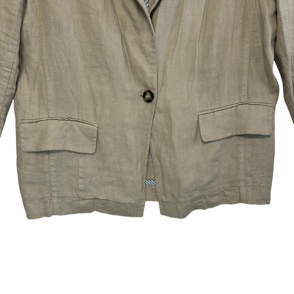 Free People Can't Get Enough Linen Blazer Women's Sz XS Beige Oversized Career - Picture 4 of 7